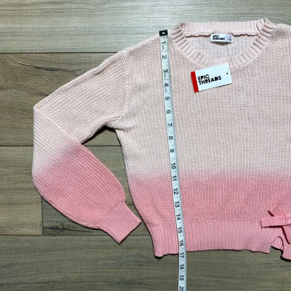 Epic Threads Girls Ombré Bow Sweater Crewneck‎ Stretchy Size M Bella Pink